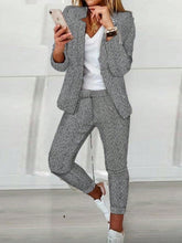 Random Herringbone Pattern Long Sleeve Jacket And Pants 2pcs/set